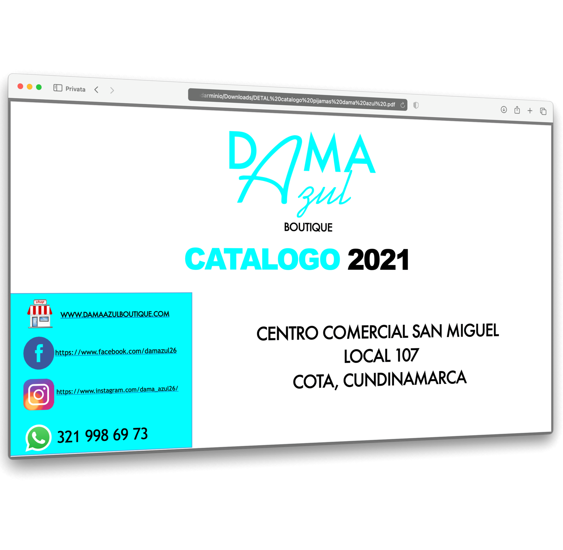 Webdesign für die Boutique-Branche DAMA AZUL BOUTIQUE